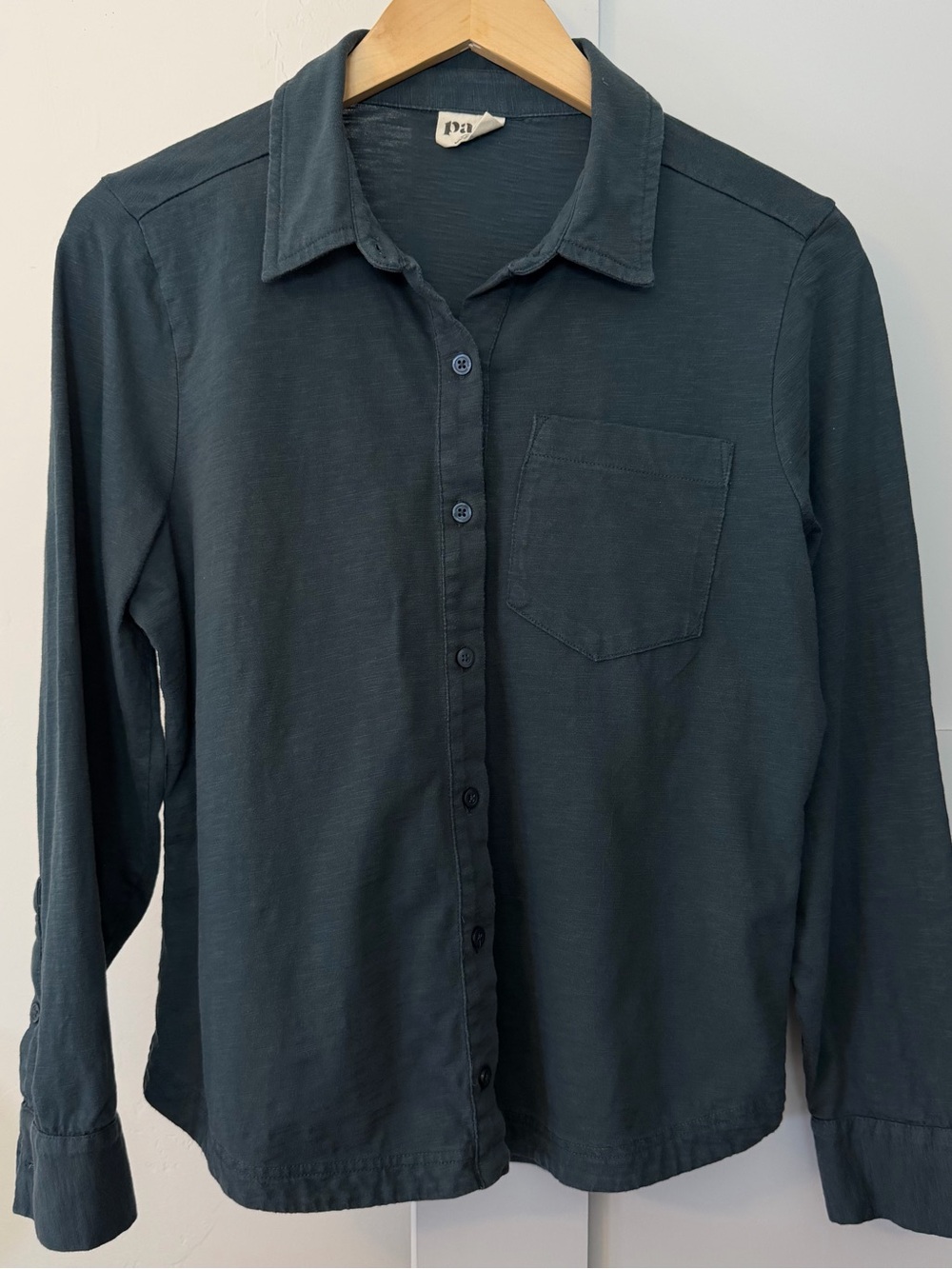 Pact Women’s 100% Organic Cotton Dark Teal Button Down Shirt